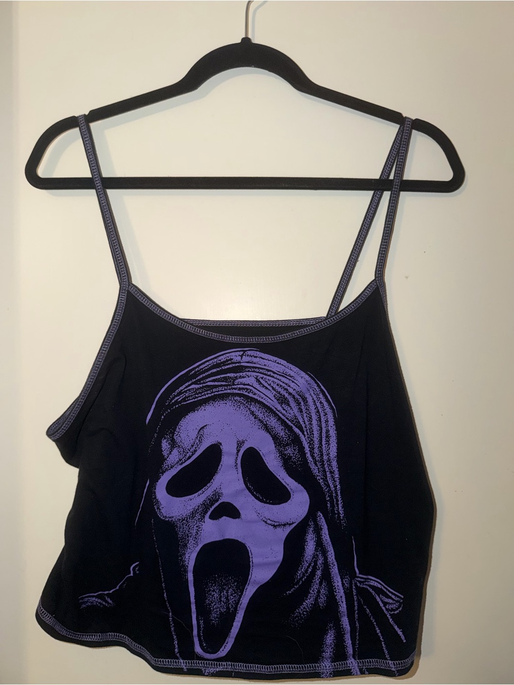 Bioworld Ghost Face Women’s Black Tank Top with Purple Trim
